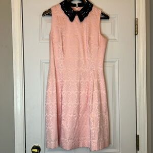 Eva Mendes Pink A-line Black Collar Dress